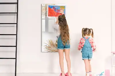 Lavagna magnetica cancellabile a secco decorazione con foglie dorate