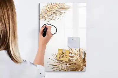 Lavagna magnetica cancellabile a secco decorazione con foglie dorate