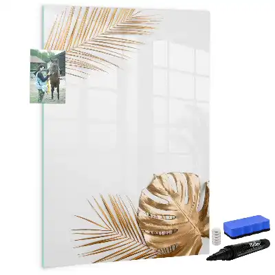 Lavagna magnetica cancellabile a secco decorazione con foglie dorate