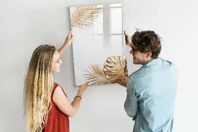Lavagna magnetica cancellabile a secco decorazione con foglie dorate