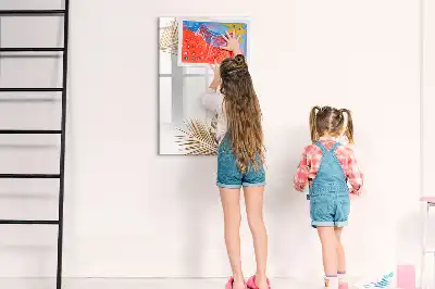Lavagna magnetica cancellabile a secco decorazione con foglie dorate