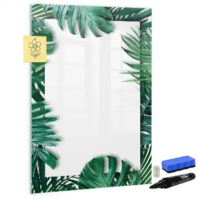 Lavagna magnetica cancellabile a secco con cornice fantasia monstera
