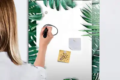 Lavagna magnetica cancellabile a secco con cornice fantasia monstera