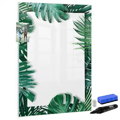 Lavagna magnetica cancellabile a secco con cornice fantasia monstera