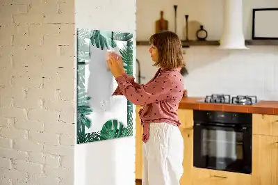 Lavagna magnetica cancellabile a secco con cornice fantasia monstera