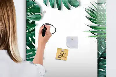 Lavagna magnetica cancellabile a secco con cornice fantasia monstera