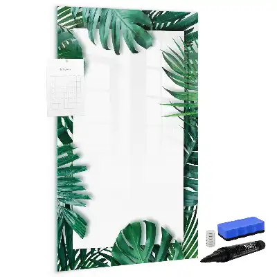 Lavagna magnetica cancellabile a secco con cornice fantasia monstera
