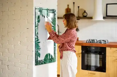 Lavagna magnetica cancellabile a secco con cornice fantasia monstera