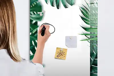 Lavagna magnetica cancellabile a secco con cornice fantasia monstera