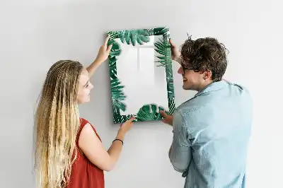 Lavagna magnetica cancellabile a secco con cornice fantasia monstera
