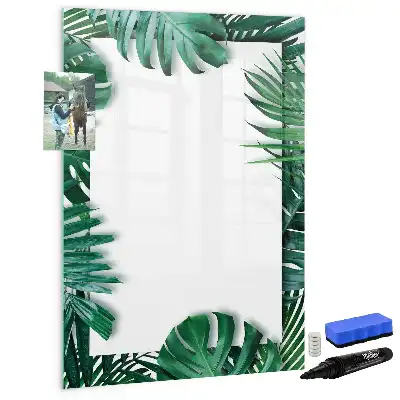 Lavagna magnetica cancellabile a secco con cornice fantasia monstera
