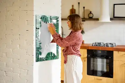 Lavagna magnetica cancellabile a secco con cornice fantasia monstera