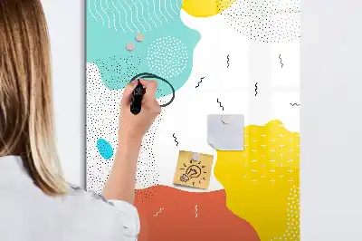 Lavagna magnetica cancellabile a secco modello scarabocchi colorati