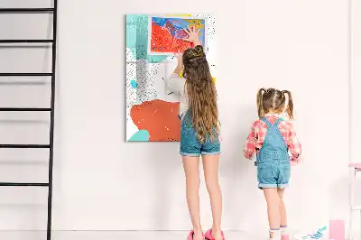 Lavagna magnetica cancellabile a secco modello scarabocchi colorati