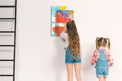 Lavagna magnetica cancellabile a secco modello scarabocchi colorati