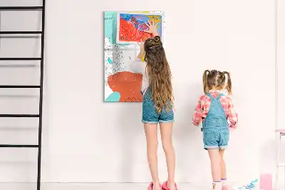 Lavagna magnetica cancellabile a secco modello scarabocchi colorati