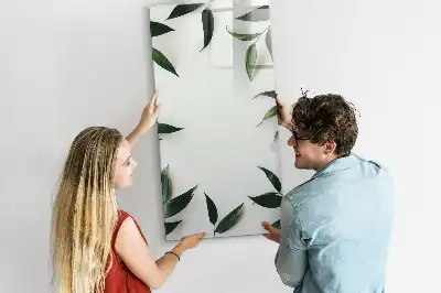 Lavagna magnetica cancellabile a secco con decorazione a cornice di foglie verdi