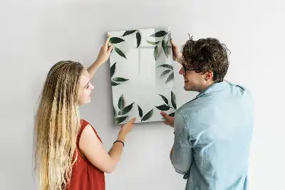 Lavagna magnetica cancellabile a secco con decorazione a cornice di foglie verdi