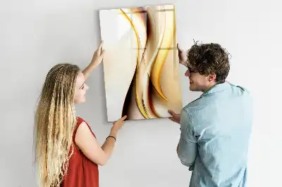 Lavagna magnetica cancellabile a secco con motivo ad onde color oro