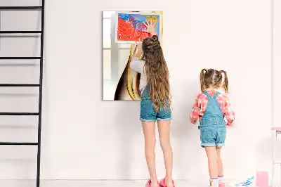 Lavagna magnetica cancellabile a secco con motivo ad onde color oro