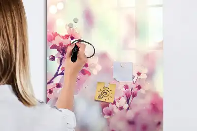 Lavagna magnetica cancellabile a secco con motivo a fiori primaverili