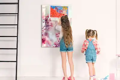 Lavagna magnetica cancellabile a secco con motivo a fiori primaverili