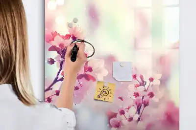 Lavagna magnetica cancellabile a secco con motivo a fiori primaverili