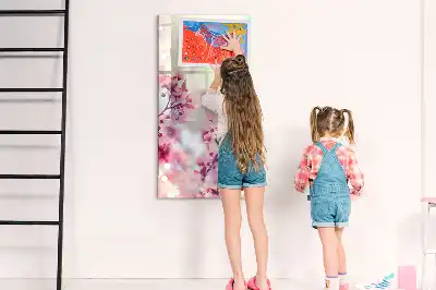 Lavagna magnetica cancellabile a secco con motivo a fiori primaverili