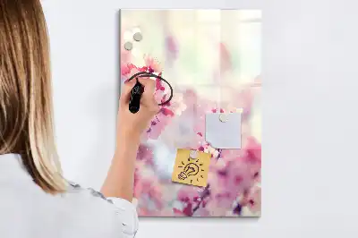 Lavagna magnetica cancellabile a secco con motivo a fiori primaverili