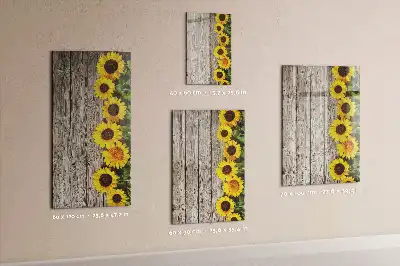 Lavagna magnetica cancellabile a secco motivo girasoli su legno