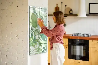Lavagna magnetica cancellabile a secco con decoro a foglie acquerellate