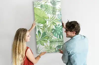 Lavagna magnetica cancellabile a secco con decoro a foglie acquerellate