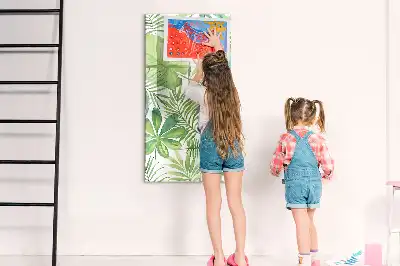 Lavagna magnetica cancellabile a secco con decoro a foglie acquerellate