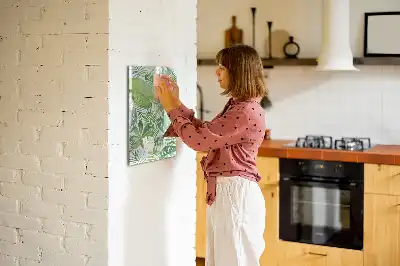 Lavagna magnetica cancellabile a secco con decoro a foglie acquerellate