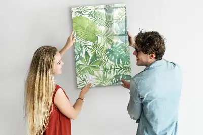 Lavagna magnetica cancellabile a secco con decoro a foglie acquerellate
