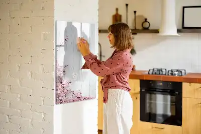 Lavagna magnetica cancellabile a secco decorazione con fiori su legno
