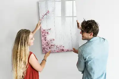 Lavagna magnetica cancellabile a secco decorazione con fiori su legno