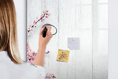 Lavagna magnetica cancellabile a secco decorazione con fiori su legno