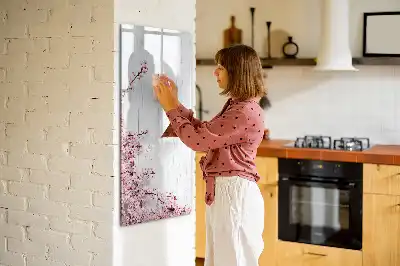 Lavagna magnetica cancellabile a secco decorazione con fiori su legno