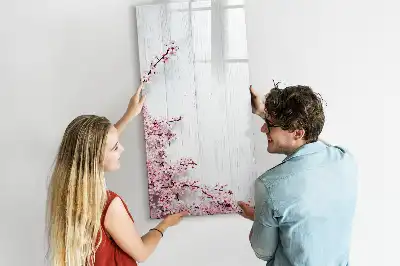 Lavagna magnetica cancellabile a secco decorazione con fiori su legno