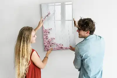 Lavagna magnetica cancellabile a secco decorazione con fiori su legno
