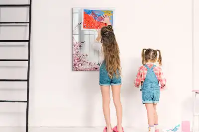 Lavagna magnetica cancellabile a secco decorazione con fiori su legno