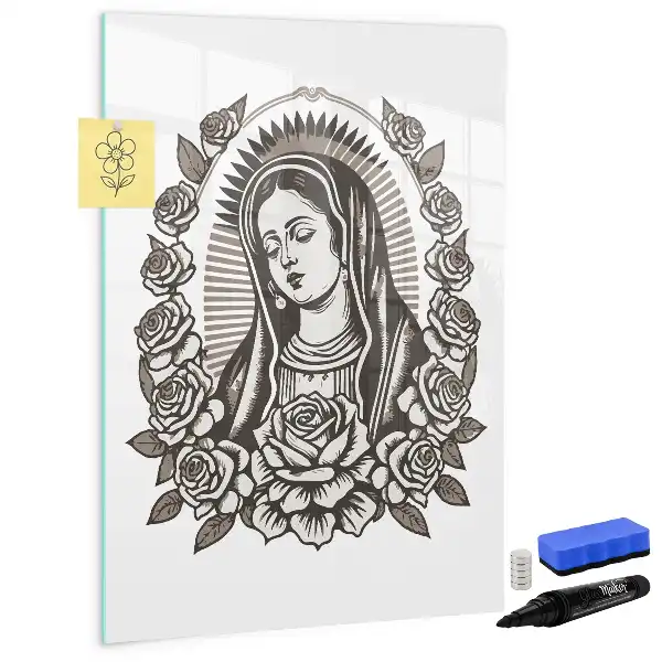 Lavagna magnetica cancellabile a secco con immagine di Nostra Signora di Guadalupe