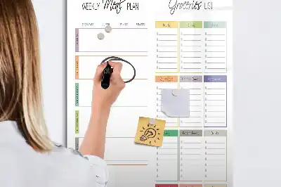 Lavagna magnetica cancellabile a secco con layout per menù settimanale