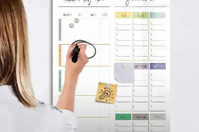 Lavagna magnetica cancellabile a secco con layout per menù settimanale