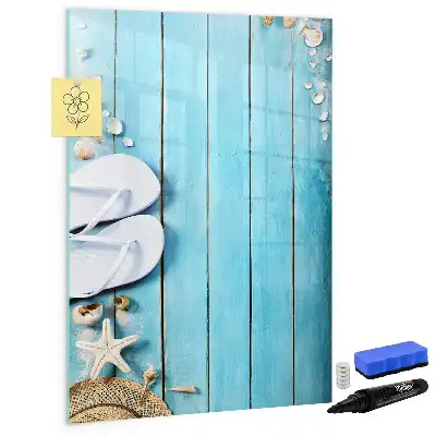 Lavagna magnetica cancellabile a secco con stampa di assi blu sulla spiaggia