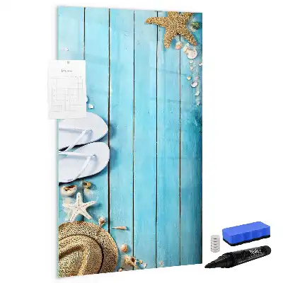 Lavagna magnetica cancellabile a secco con stampa di assi blu sulla spiaggia