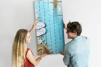 Lavagna magnetica cancellabile a secco con stampa di assi blu sulla spiaggia