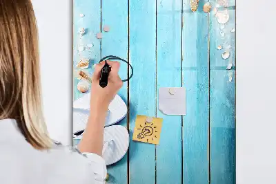 Lavagna magnetica cancellabile a secco con stampa di assi blu sulla spiaggia