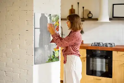Lavagna magnetica cancellabile a secco decorazione con verdure su legno